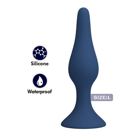 Синяя анальная пробка Slim Anal Plug L - 12,4 см.